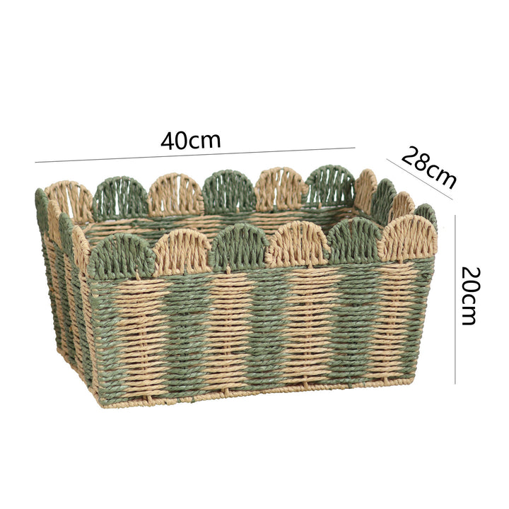 Decorative storage basket made of woven material