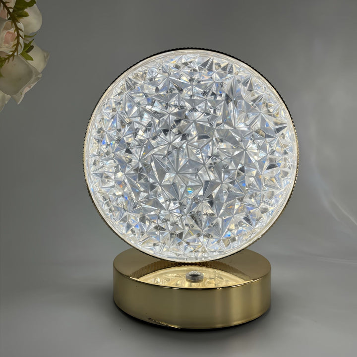 Decorative crystal-textured oval LED table lamp with dimmable touch base
