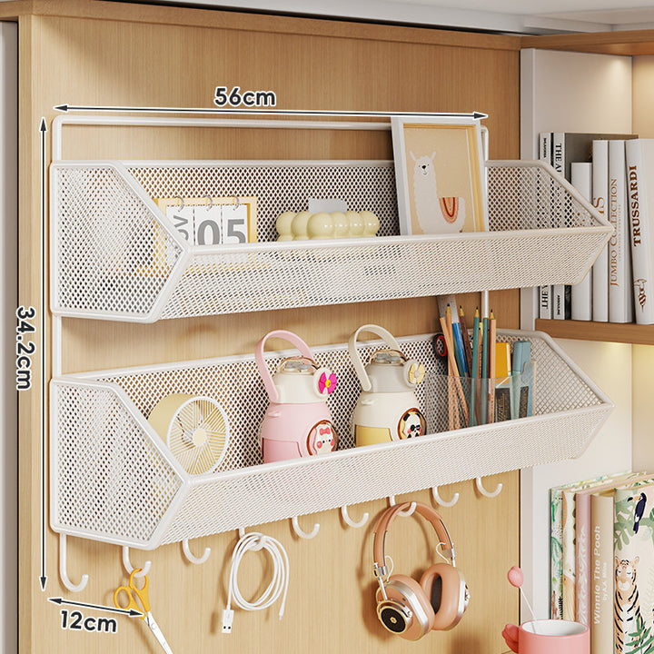 Wall-Mounted Hanging Mesh Storage Basket with Over-Cabinet Hook