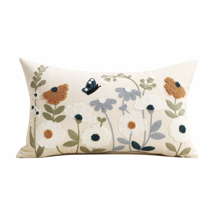 Embroidered Floral Pillow