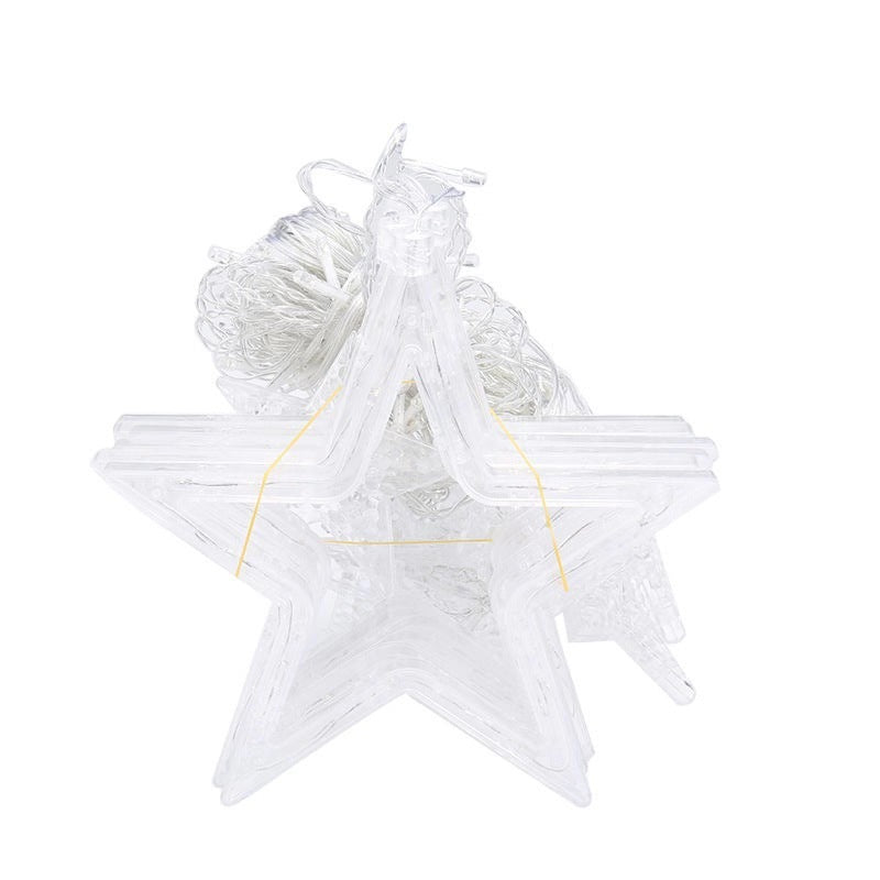 LED Acrylic Hanging Christmas Curtain Light Set with Reindeer Tree Bell and Star Ornaments