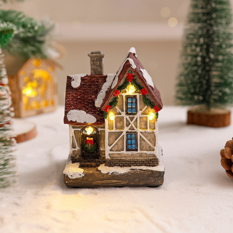 Decorative Christmas village with lights
