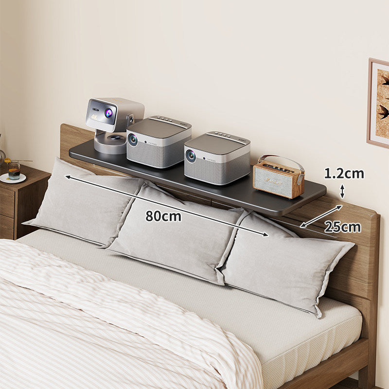 Headboard-Mounted Floating Bedside Shelf for Projectors and Devices