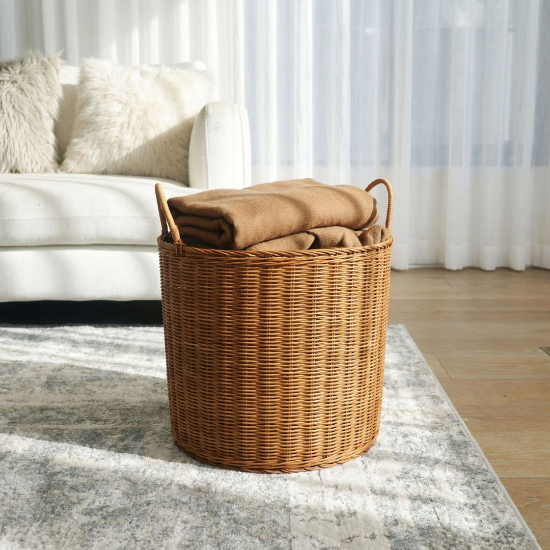 Handmade storage basket made of natural wicker