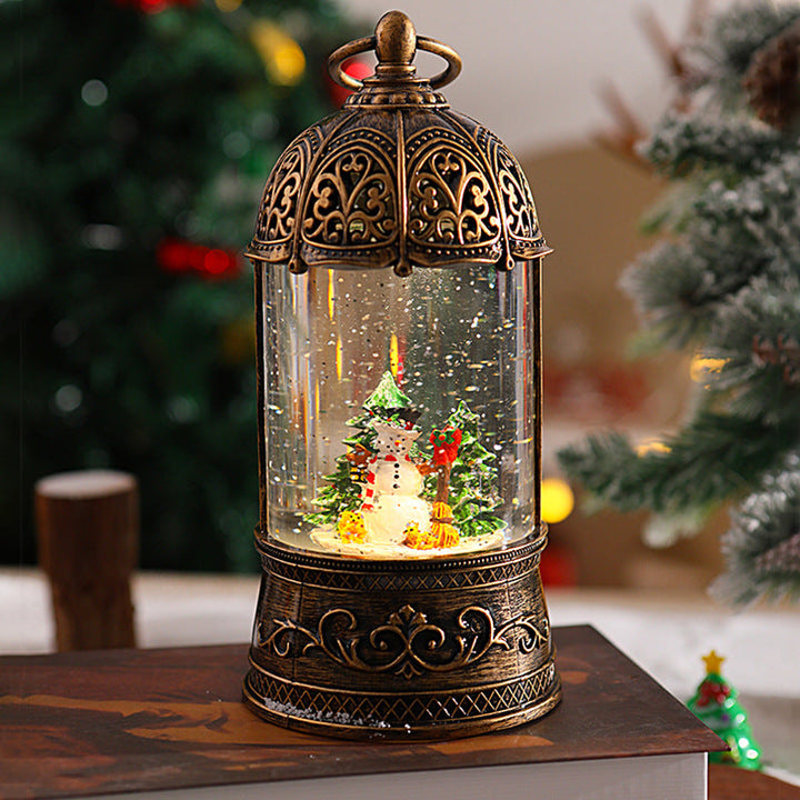 Elegant Christmas lantern with snow globe