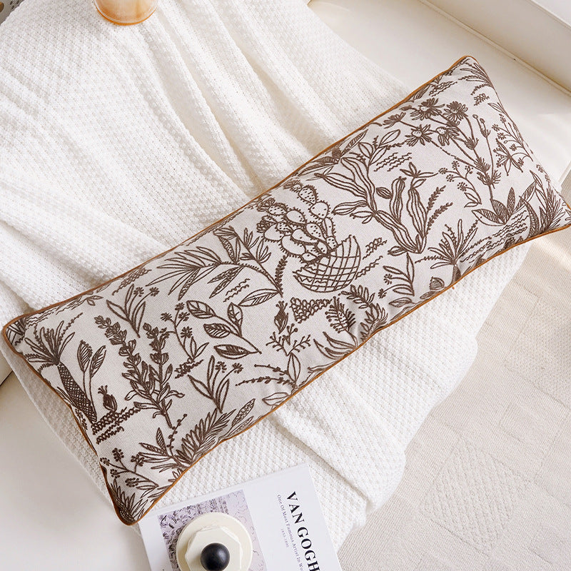 Long Floral Print Lumbar Pillow
