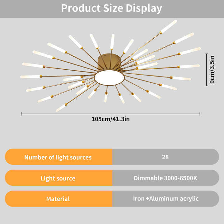 Artistic Sunray Ceiling Light