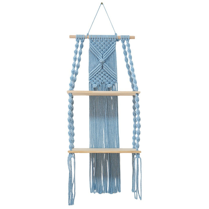 Macramé Wall Shelf with Multi-Tiered Design