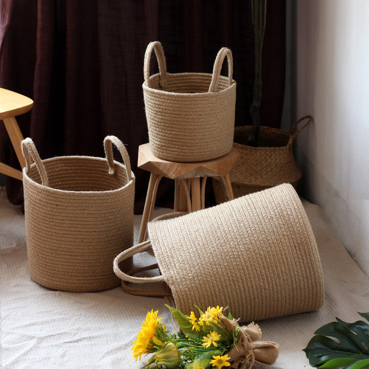 Handcrafted storage basket made of natural material