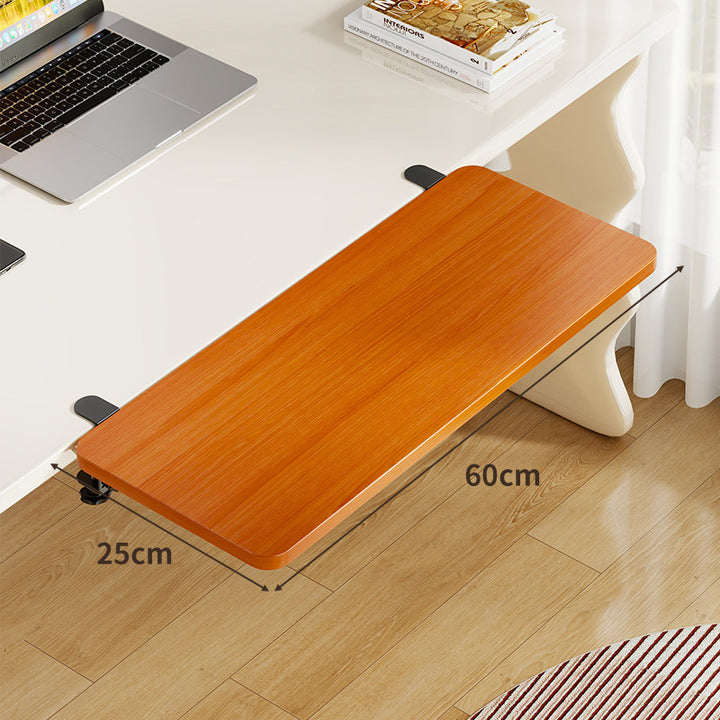 Under-Desk Bamboo Slide-Out Work Surface Clamp-Mounted Keyboard & Mouse Platform