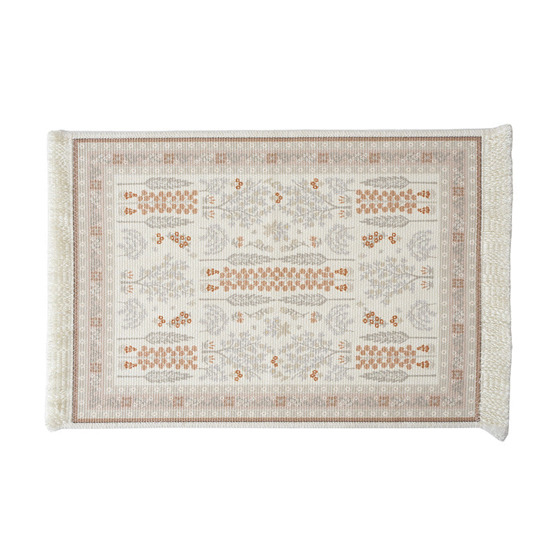 Short-pile decorative bathroom and runner carpet in oriental medallion style with fringes