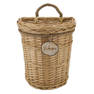 Rustic storage basket made of woven natural material