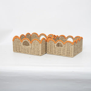Decorative storage baskets made of woven material