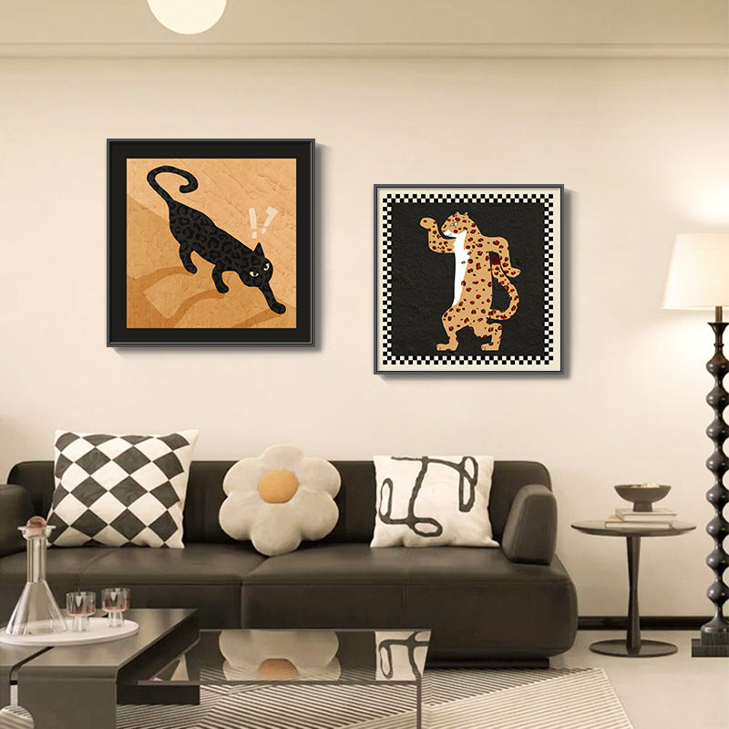 Decorative Cat-Themed Framed Artwork