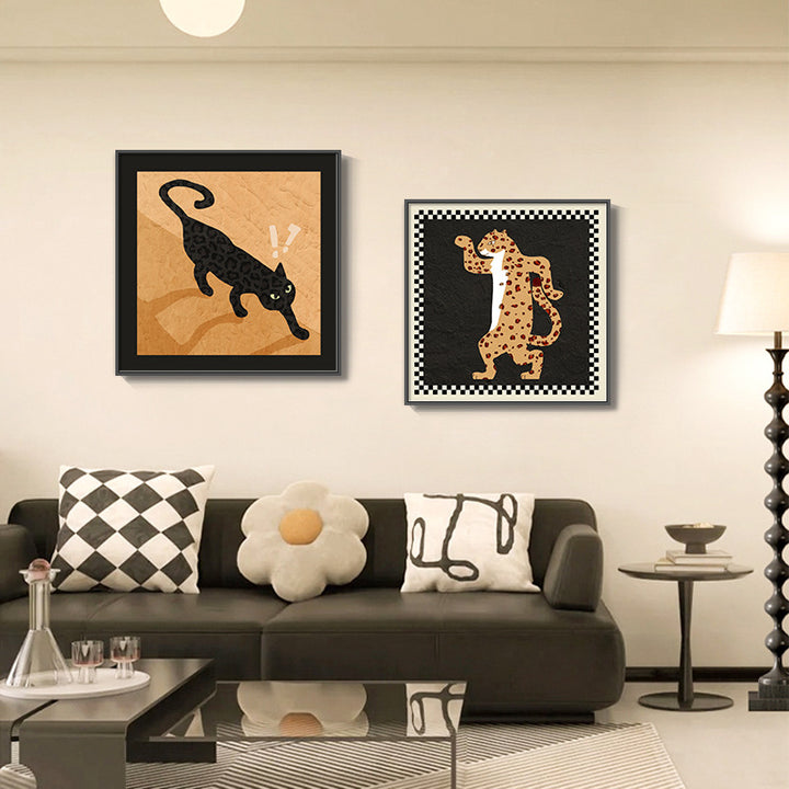 Decorative Cat-Themed Framed Artwork