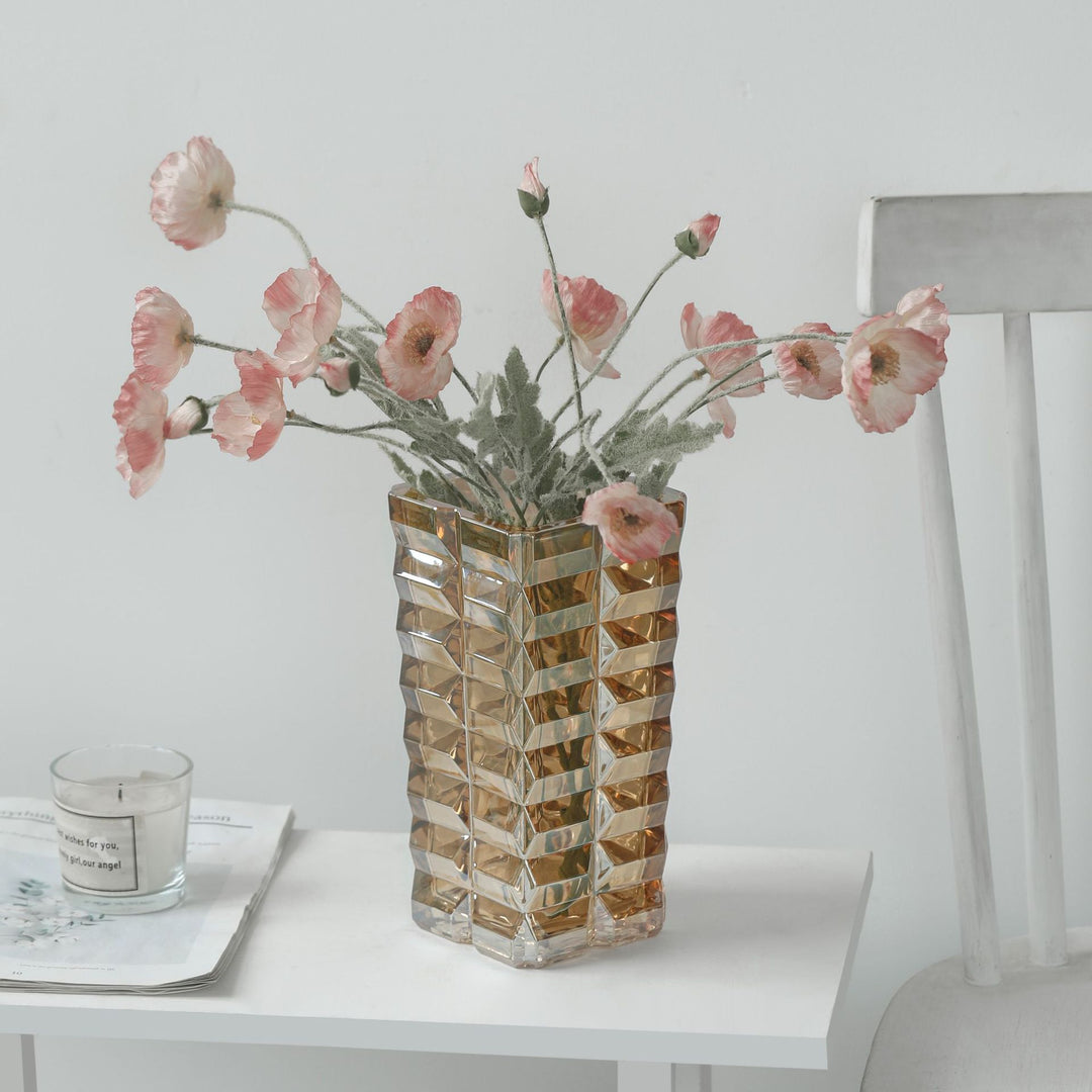 Geometric Textured Glass Vase