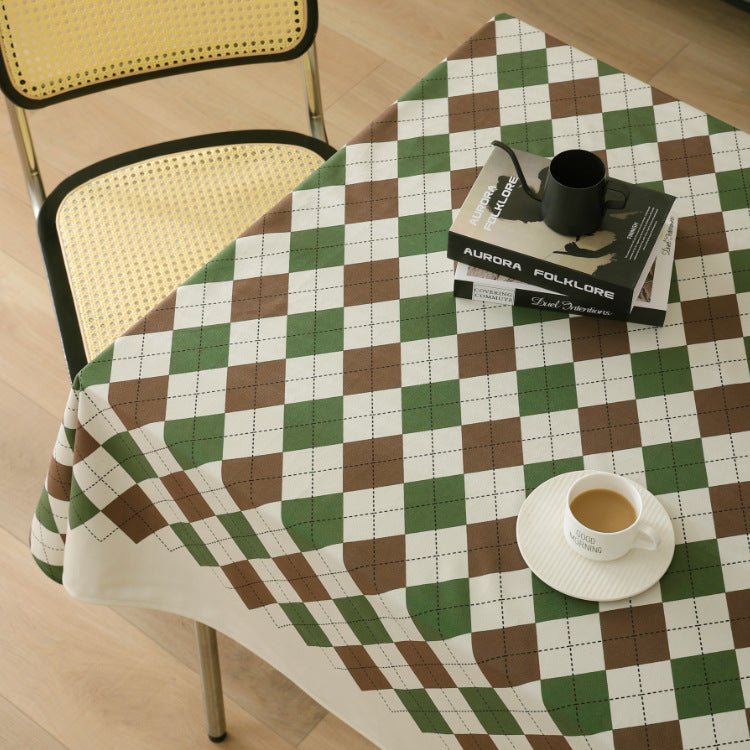 Washable PVC-coated tablecloth with diamond pattern
