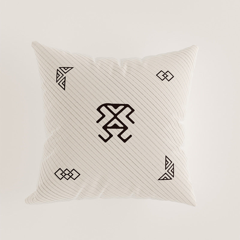 Decorative Square Linen-Texture Abstract Sketch Throw Pillow Cover