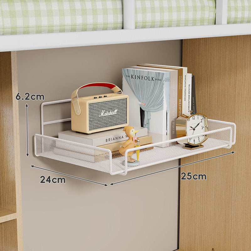 Wall-Mounted Ventilated Mesh Floating Shelf with Front Guard for Bedside and Desk Organizer