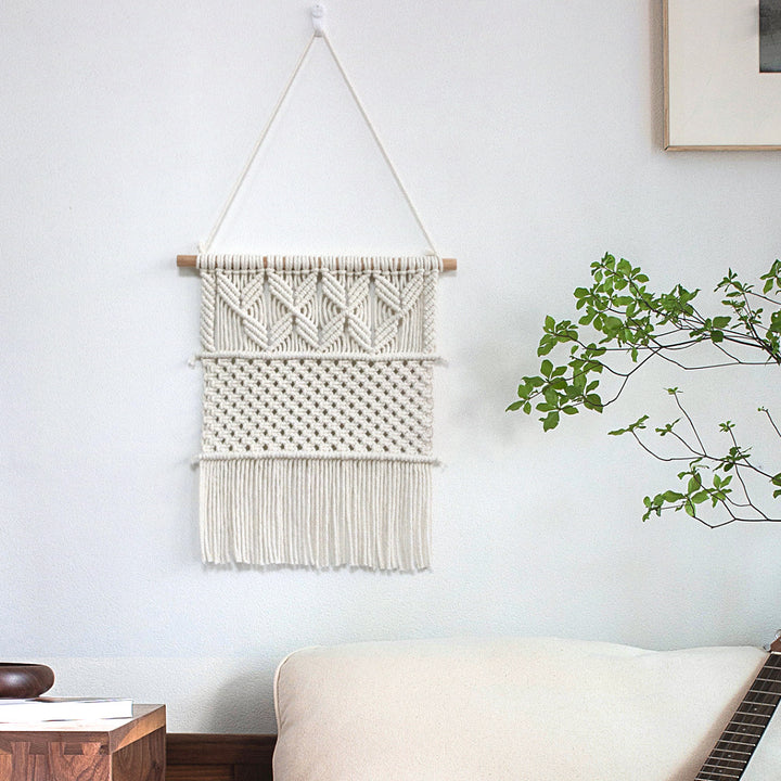 Handwoven macrame wall hanging in boho style