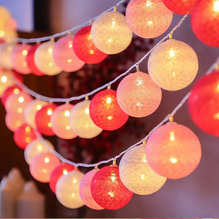 LED Cotton Ball String Lights Decorative Indoor Fairy Lanterns