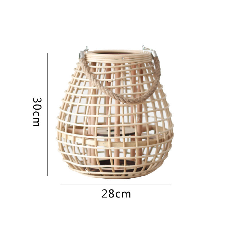 Decorative Rattan Lantern with Carry Handle