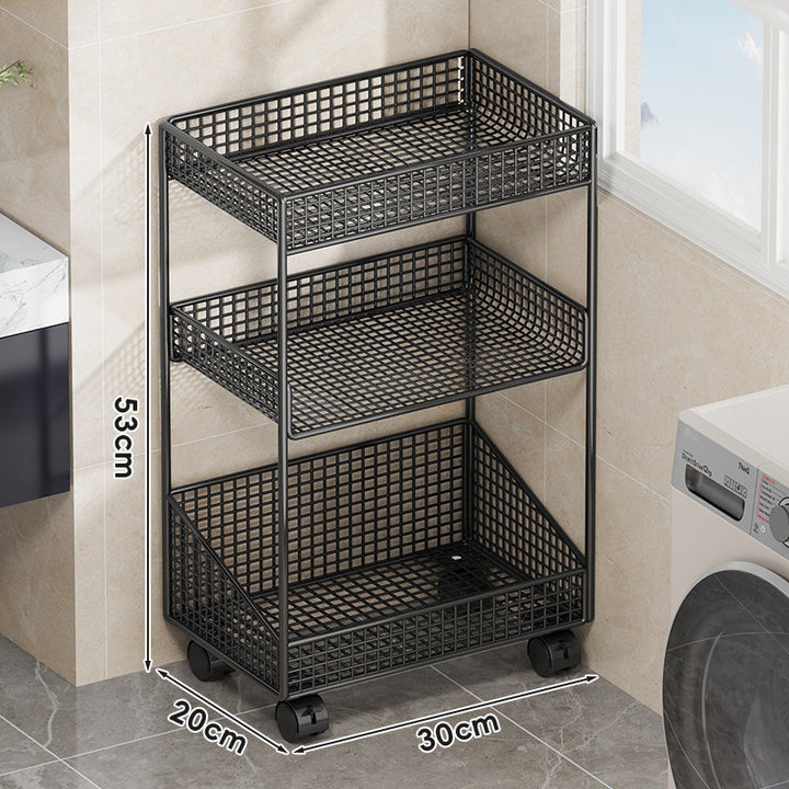 Compact Tiered Metal Mesh Storage Shelf Organizer for Bathroom and Laundry