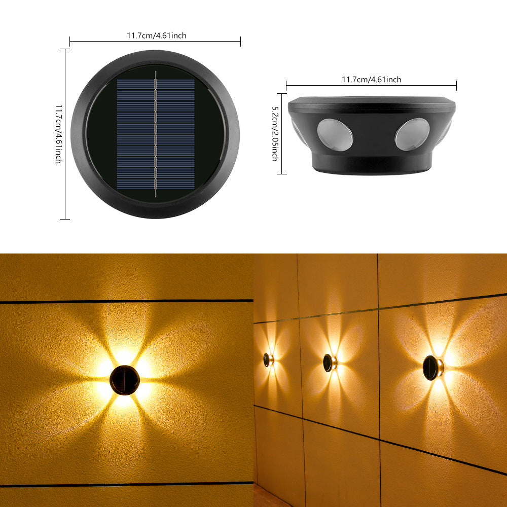 Outdoor Solar Wall Sconce Multi-Beam Decorative LED Accent Light