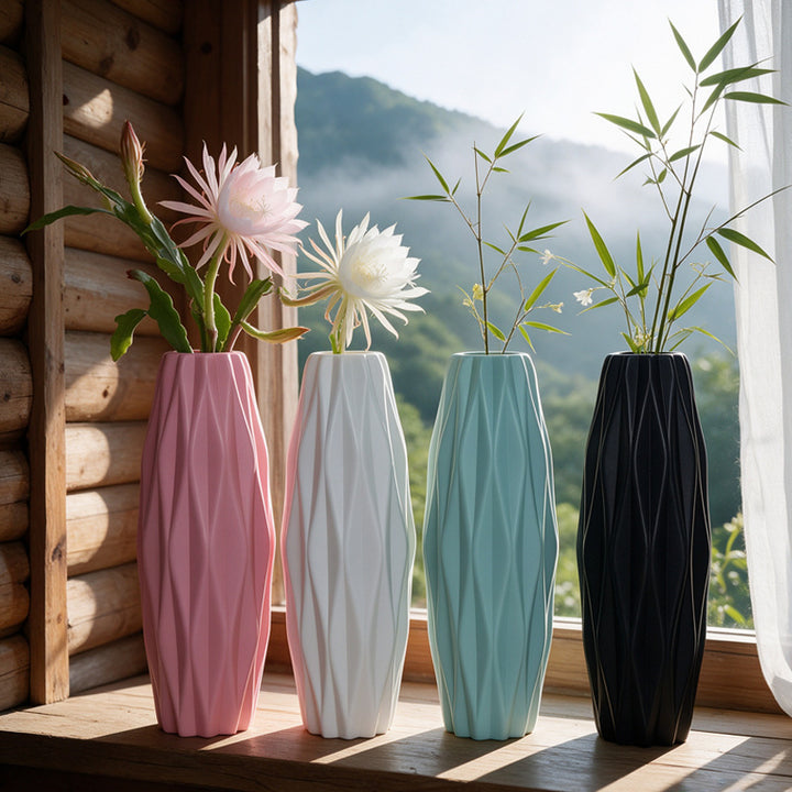 Textured Geometric Ceramic Vase