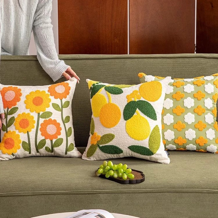 Floral Embroidered Throw Pillow