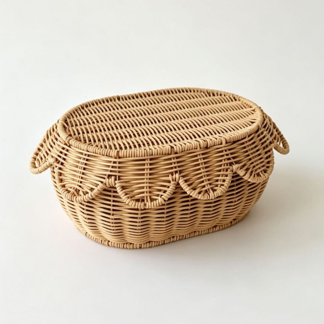 Ornate decoration basket made from natural materials