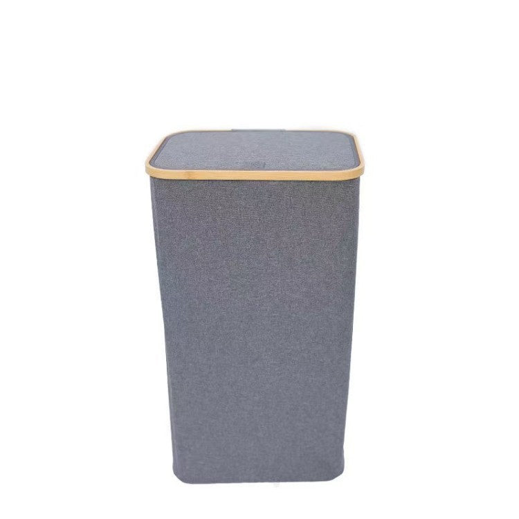 Stylish laundry basket with wooden lid
