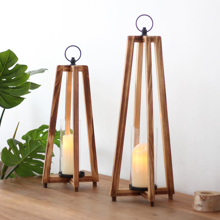 Elegant lantern made of wood and glass