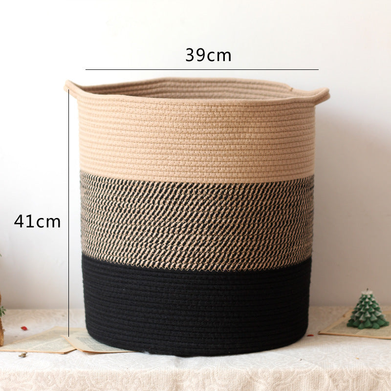 Stylish storage bucket made of woven natural material