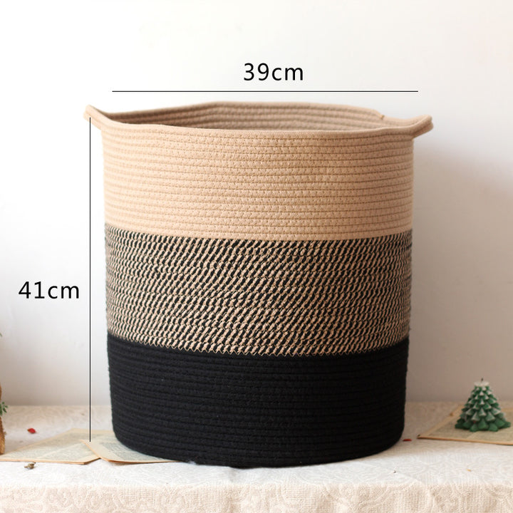 Stylish storage bucket made of woven natural material