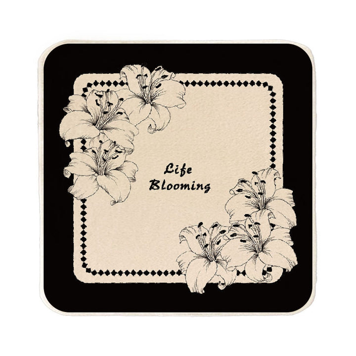 Floral Microfiber Square Face Towel with Artistic Lily Print