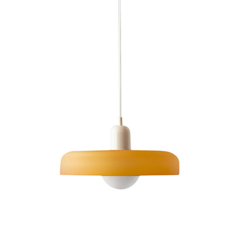 Minimalistic ceramic pendant lamp with layered bell shade