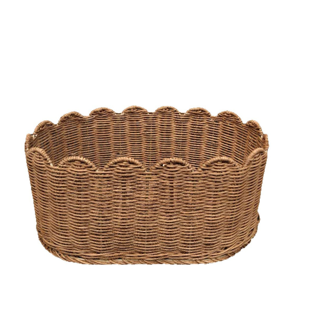 Rustic storage basket made of woven natural material