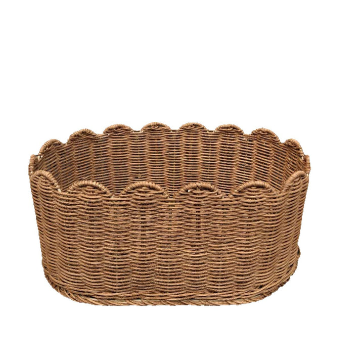 Rustic storage basket made of woven natural material