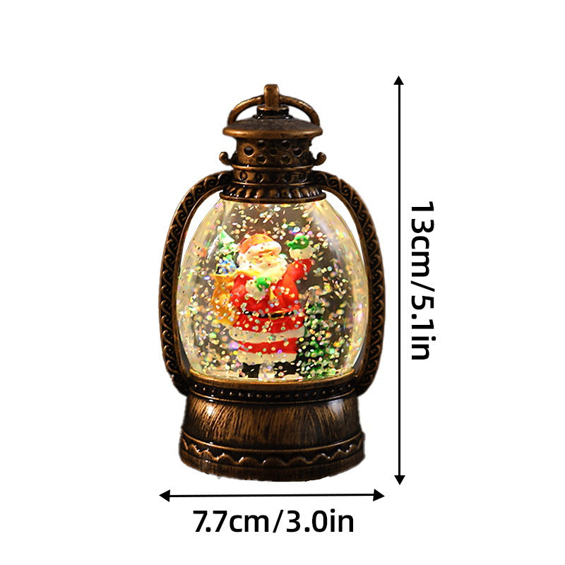 Nostalgic Christmas lantern with snowman scene