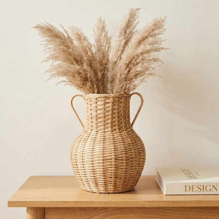 Handcrafted decorative basket made of natural weave