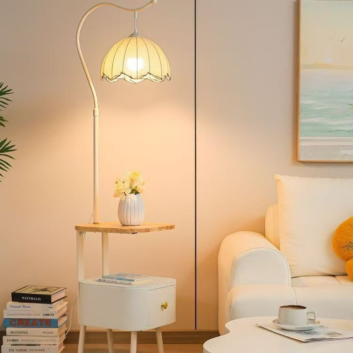 Stylish floor lamp with integrated table