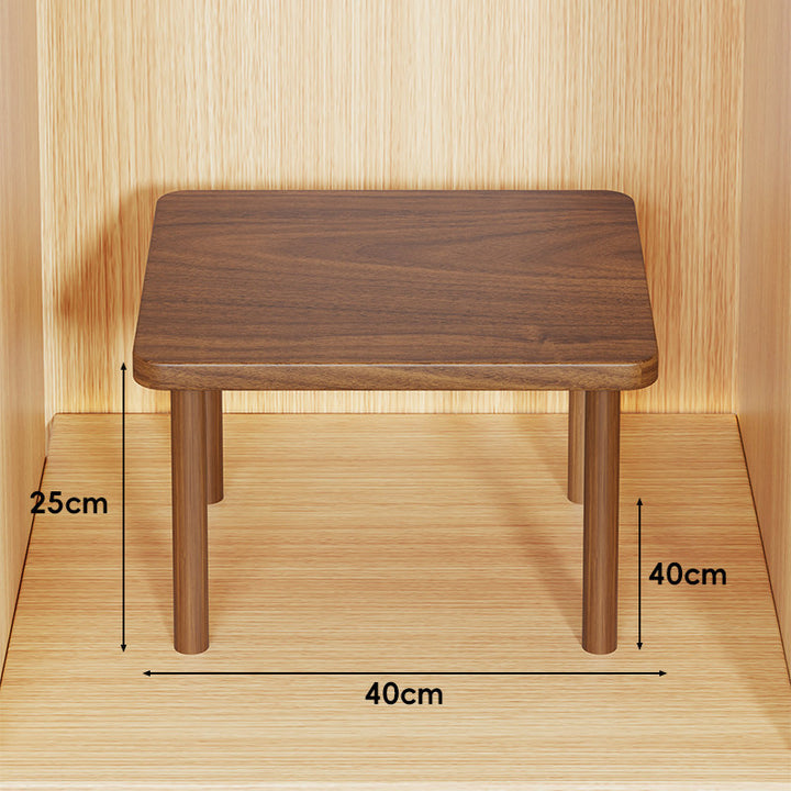 Height-Adjustable Rectangular Wooden Riser Table with Detachable Round Legs