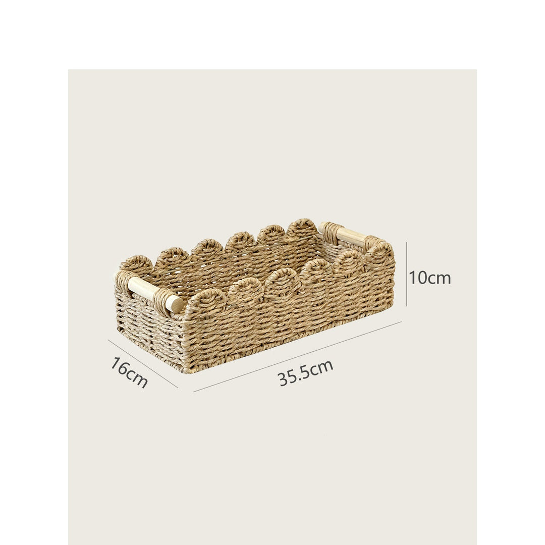 Decorative storage basket with ergonomic handles