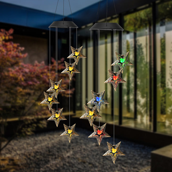 Outdoor Metal Star Wind Chime with Resonating Aluminum Tubes