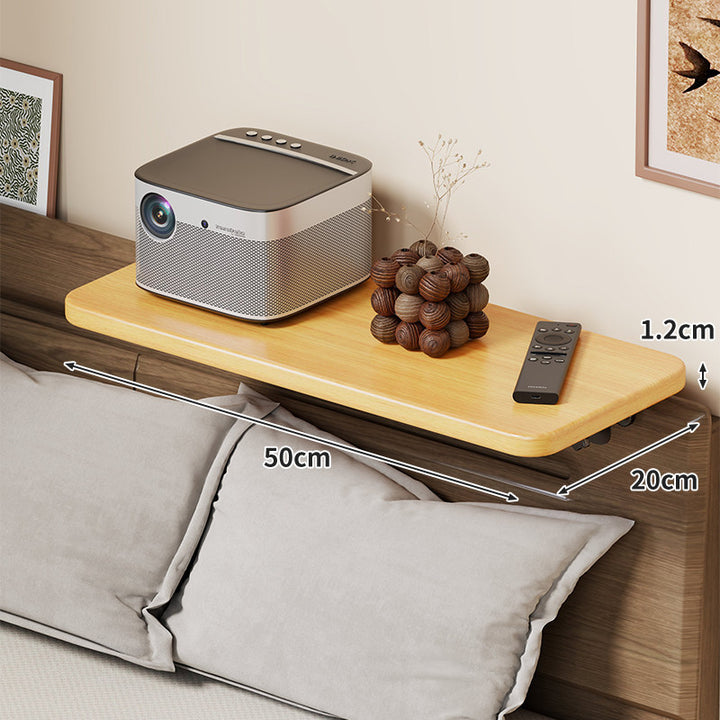 Headboard-Mounted Floating Bedside Shelf for Projectors and Devices