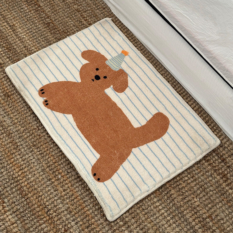 Decorative Plush Absorbent Anti-Slip Cartoon Dog Floor Mat