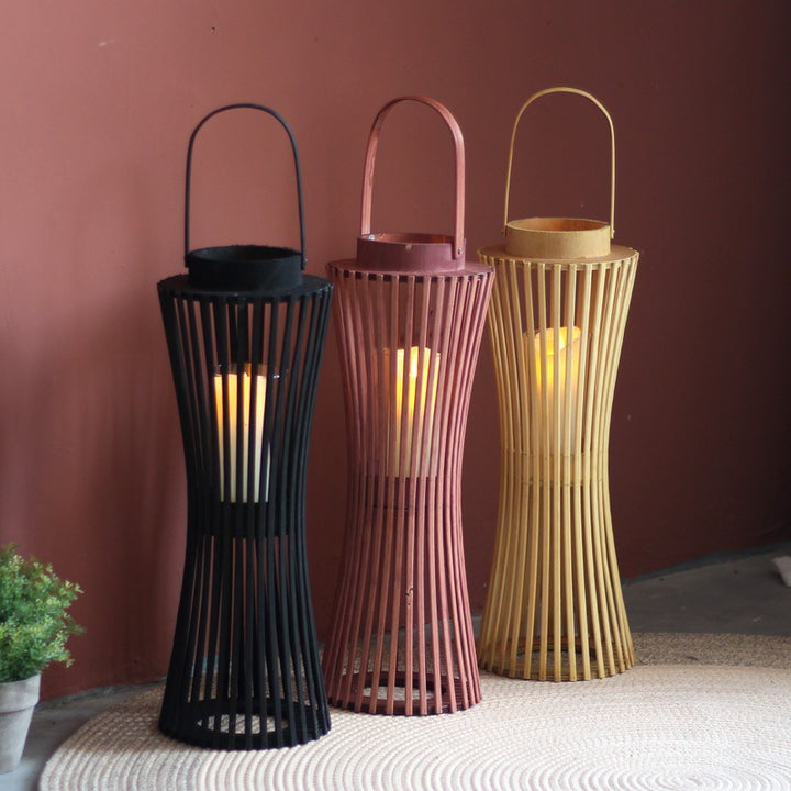 Elegant lantern made of woven wood