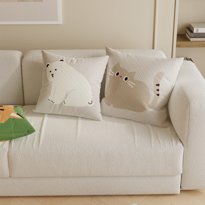 Fox Illustration Cotton-Linen Decorative Pillow Cover with Concealed Zipper
