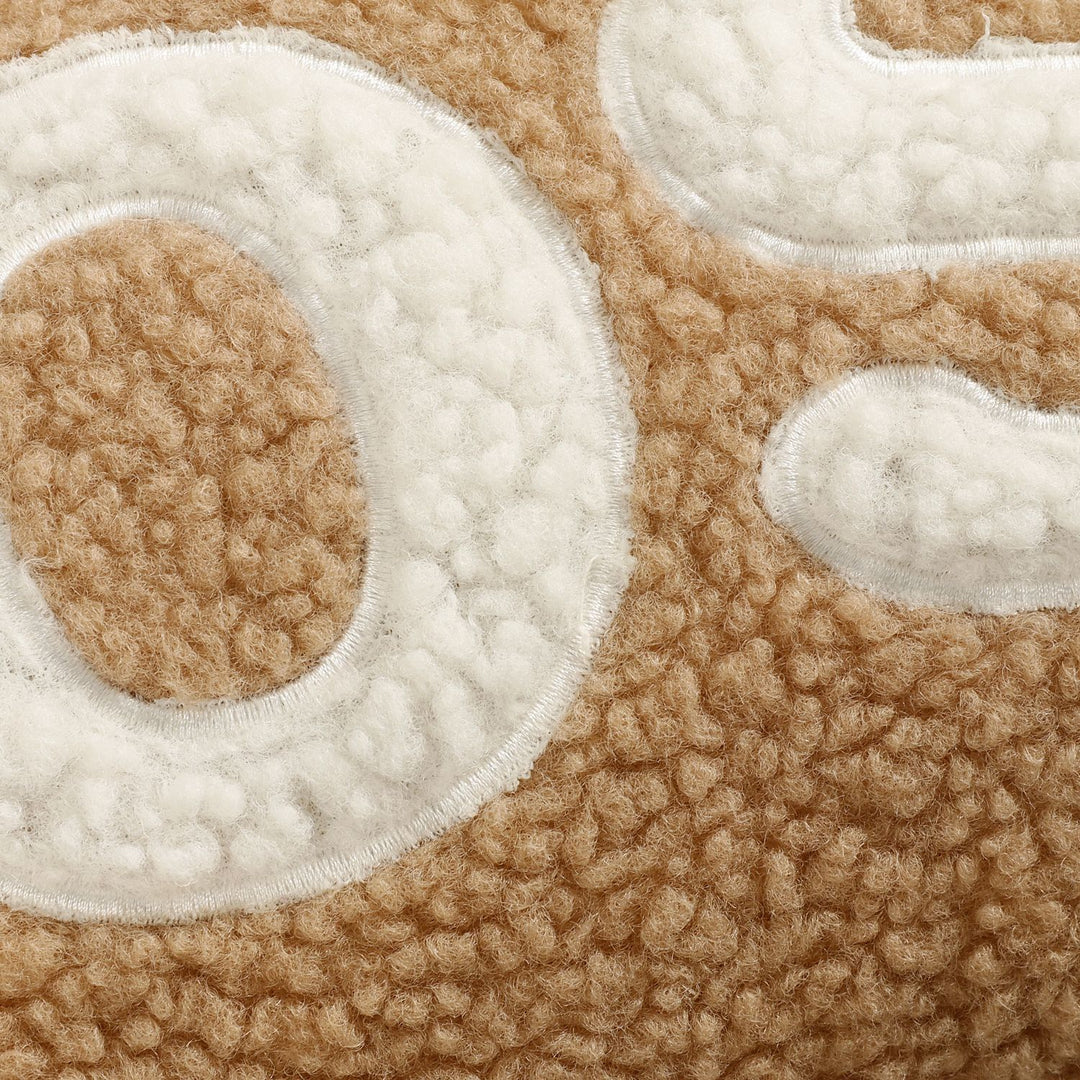 Sherpa Faux-Shearling Lumbar Decorative Pillow Cover with Appliqué Lettering